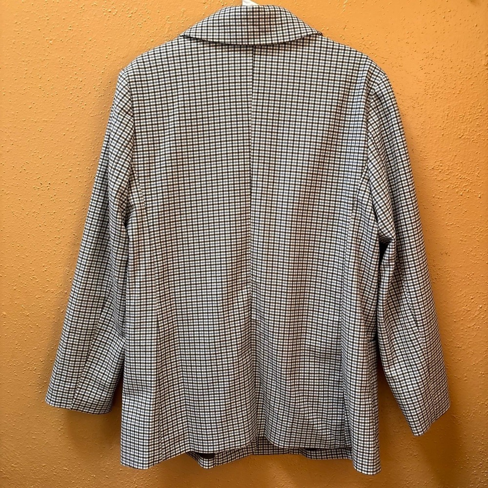 A New Day Womens Plaid Single Button Blazer Jacket XL Black White Blue VN1111626 - Picture 3 of 7
